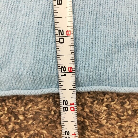 Vintage J Crew Sweater 100% Cashmere V Neck Rolled Hem Blue Womens Small - Picture 8 of 8